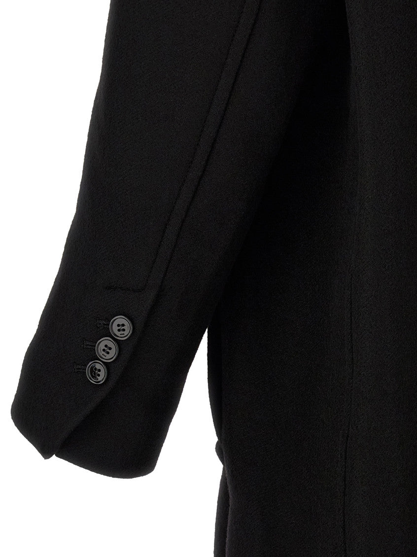 Black Peaked Lapel Coat 4