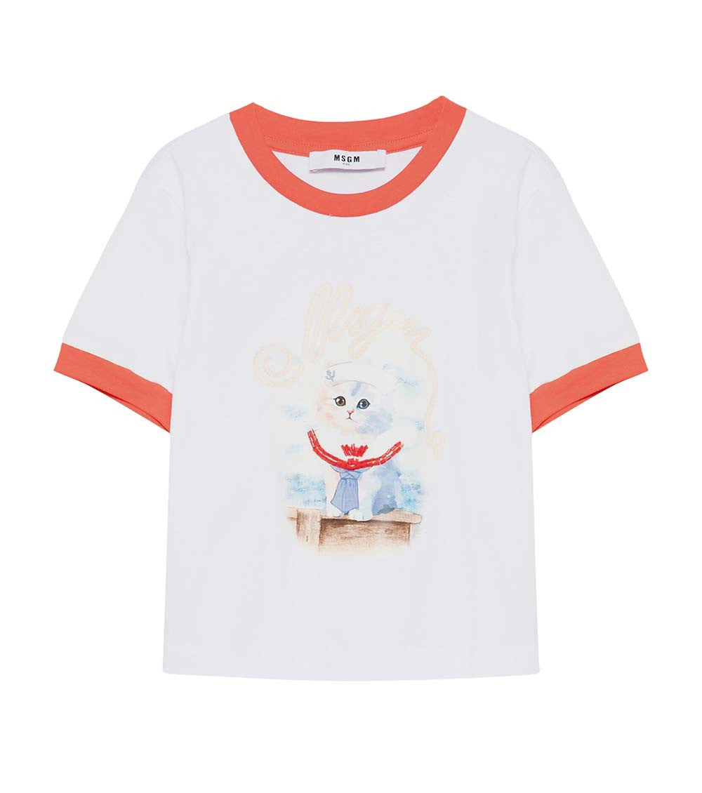 Girls White Graphic T-Shirt 1