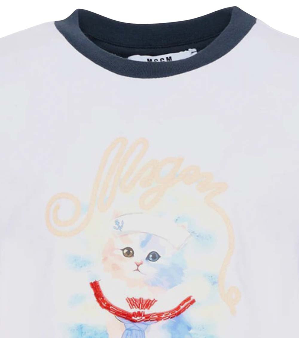 Girls White Graphic T-Shirt 3
