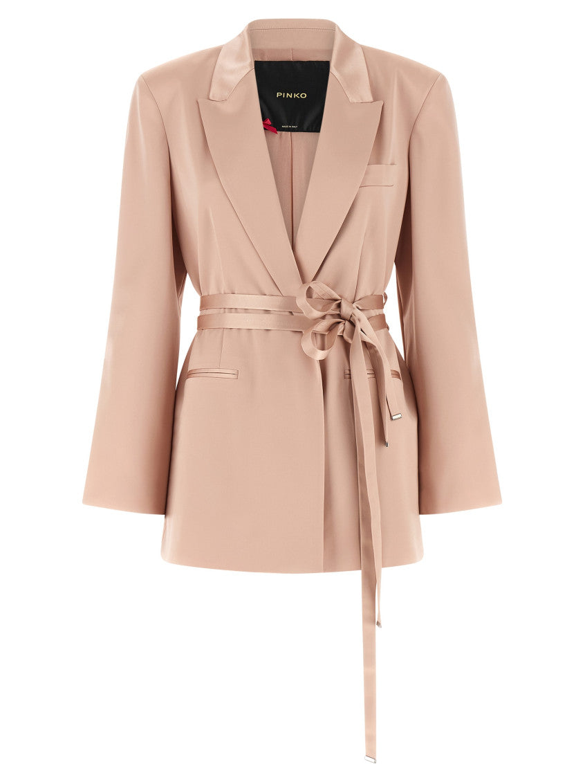 Pink Solid Peaked Lapel Blazer 1