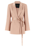 Pink Solid Peaked Lapel Blazer 1