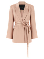 Pink Solid Peaked Lapel Blazer 1