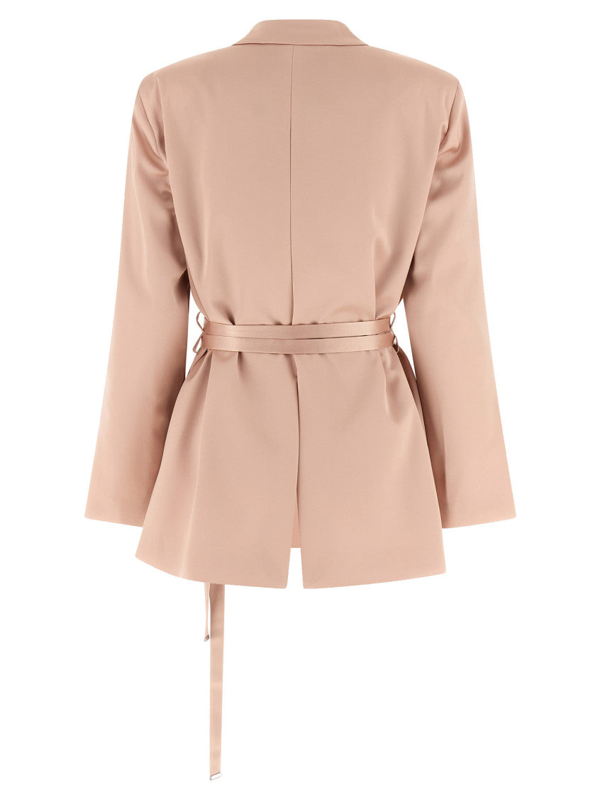 Pink Solid Peaked Lapel Blazer 2