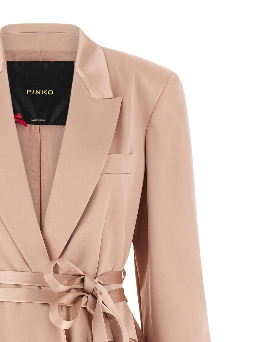 Pink Solid Peaked Lapel Blazer 3