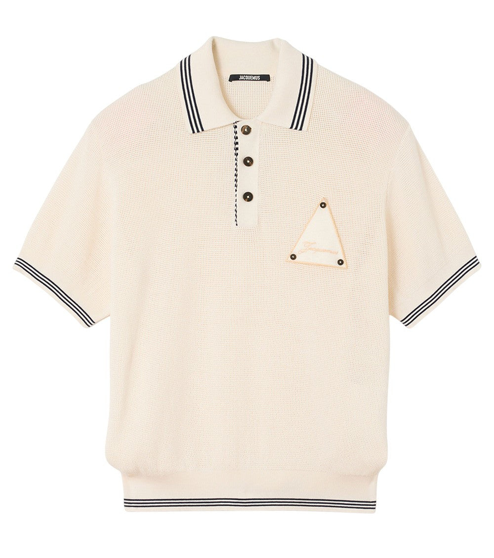 White Straight Knitted Polo 1
