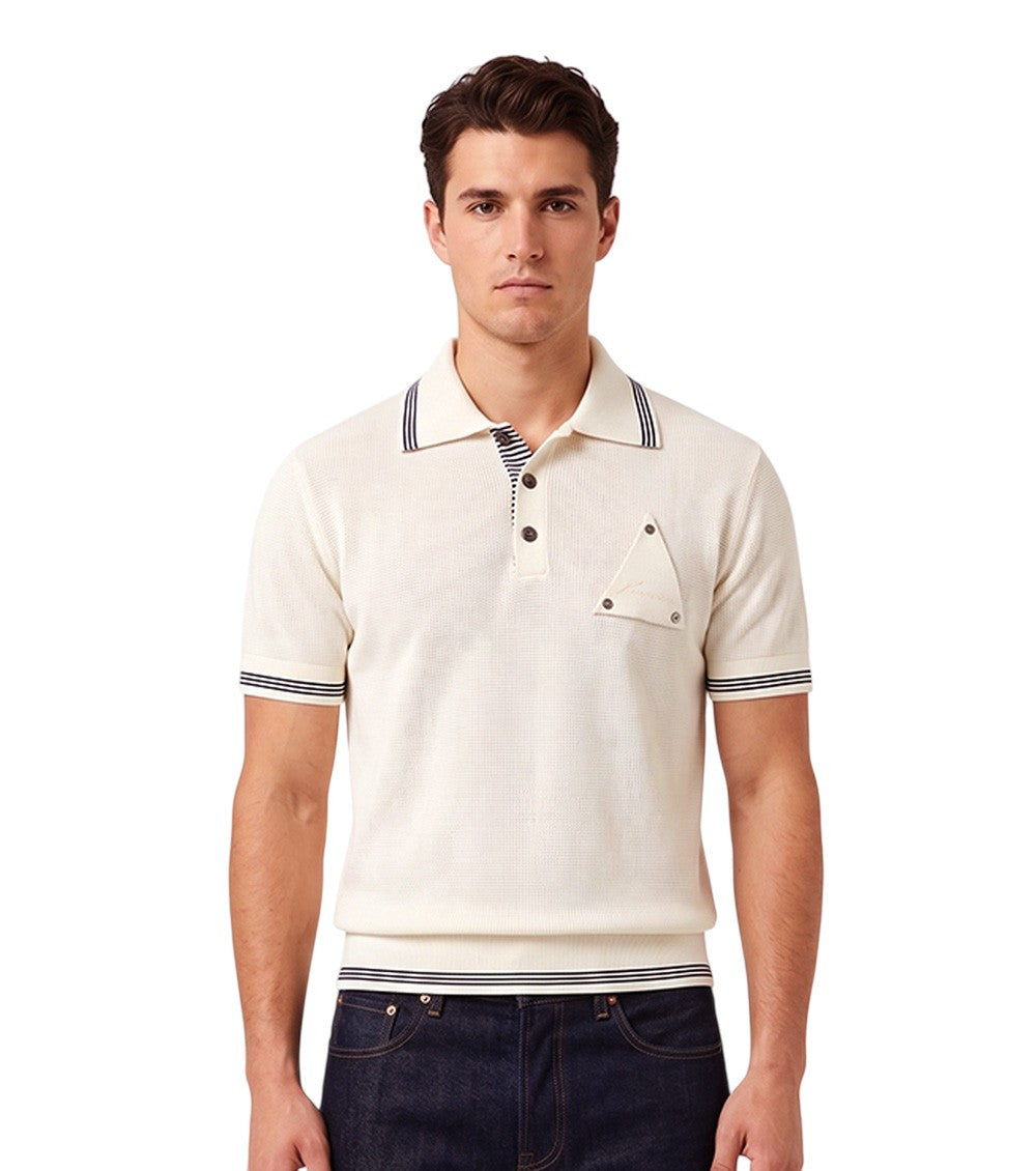 White Straight Knitted Polo 2
