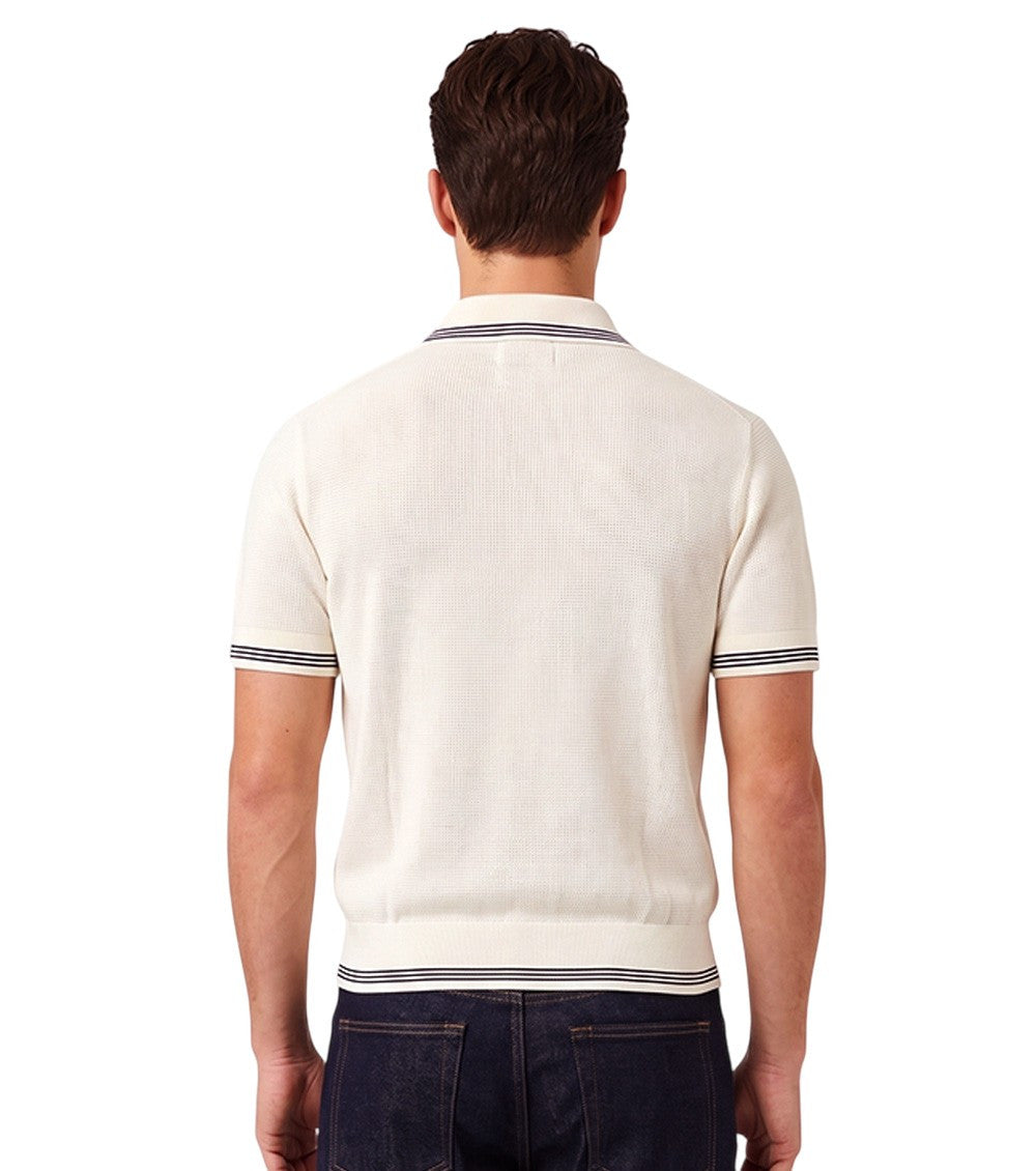 White Straight Knitted Polo 3