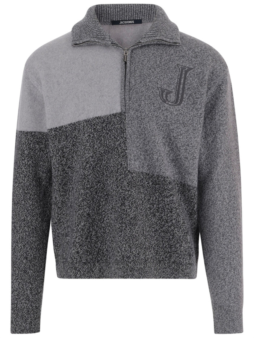 Multi Grey Half Zip Sweater 1