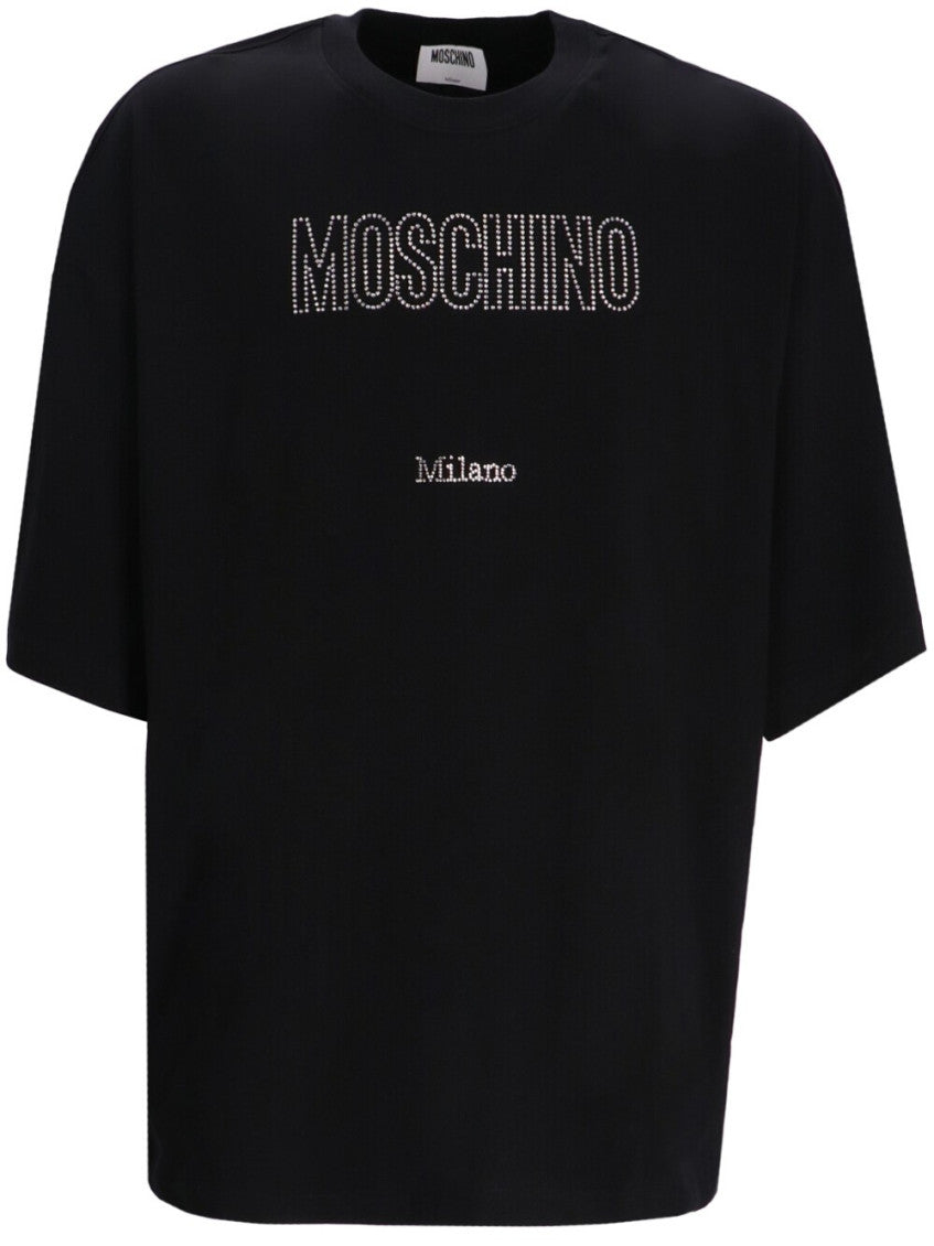 Black Crewneck Crystal-Embellished T-Shirt 1