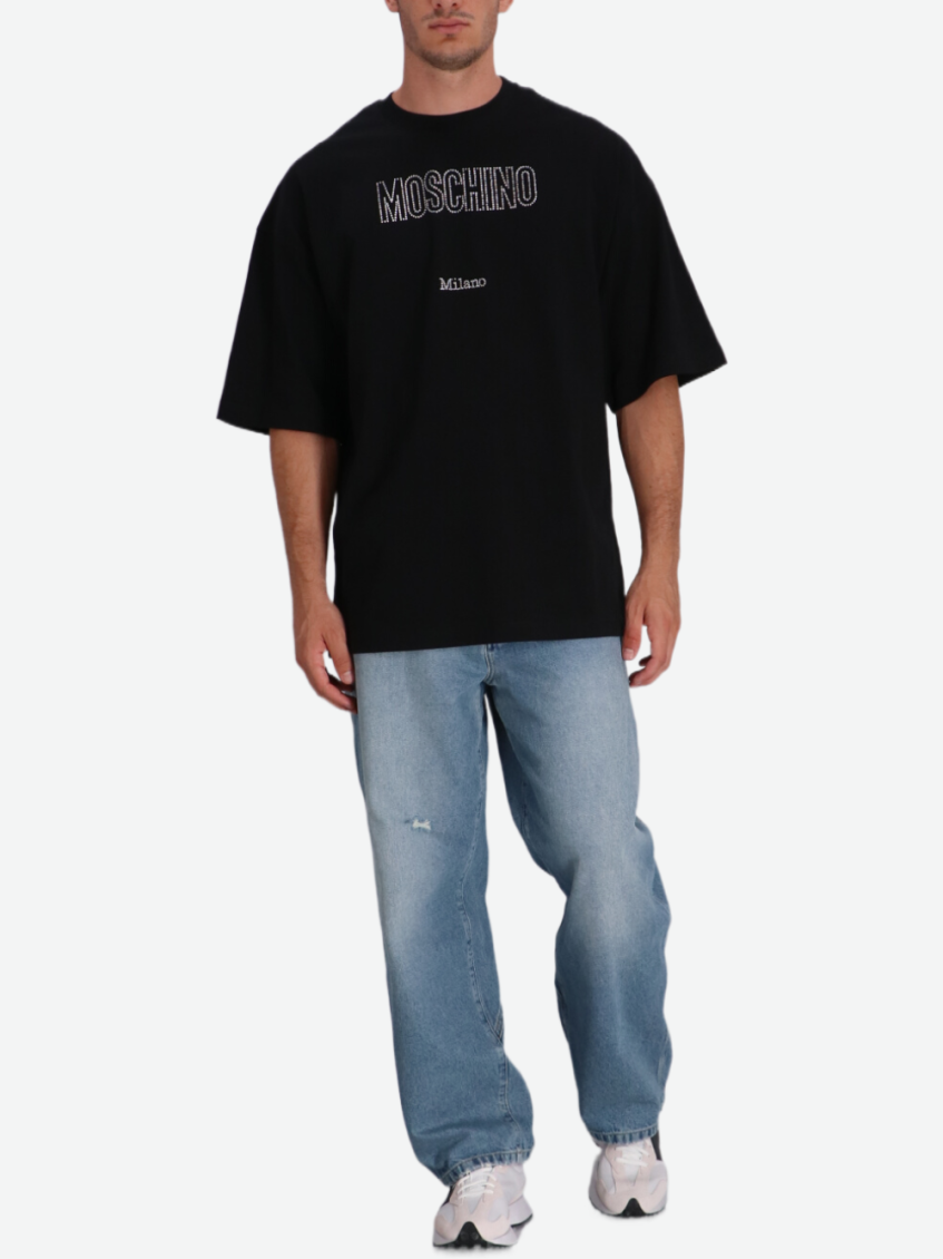 Black Crewneck Crystal-Embellished T-Shirt 3
