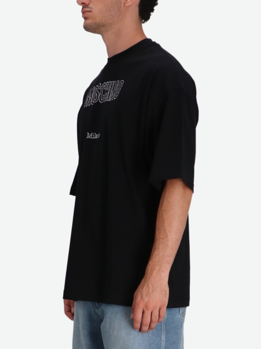 Black Crewneck Crystal-Embellished T-Shirt 4