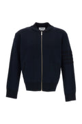 Navy Knitted Bomber Jacket 1