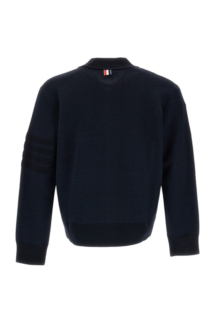 Navy Knitted Bomber Jacket 2