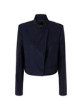 Navy Blue Mandarin Collar Blazer 1