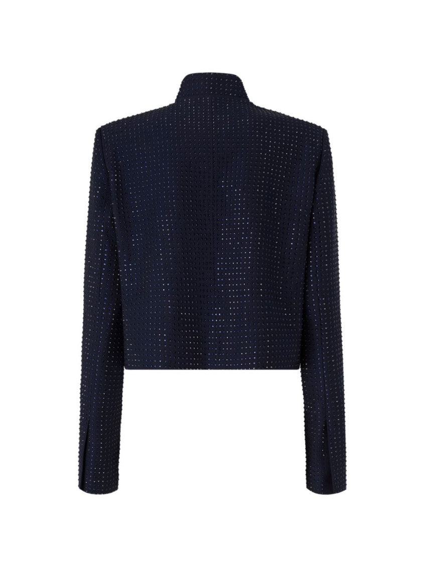 Navy Blue Mandarin Collar Blazer 2