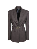 Dark Grey Notched Lapel Blazer 1