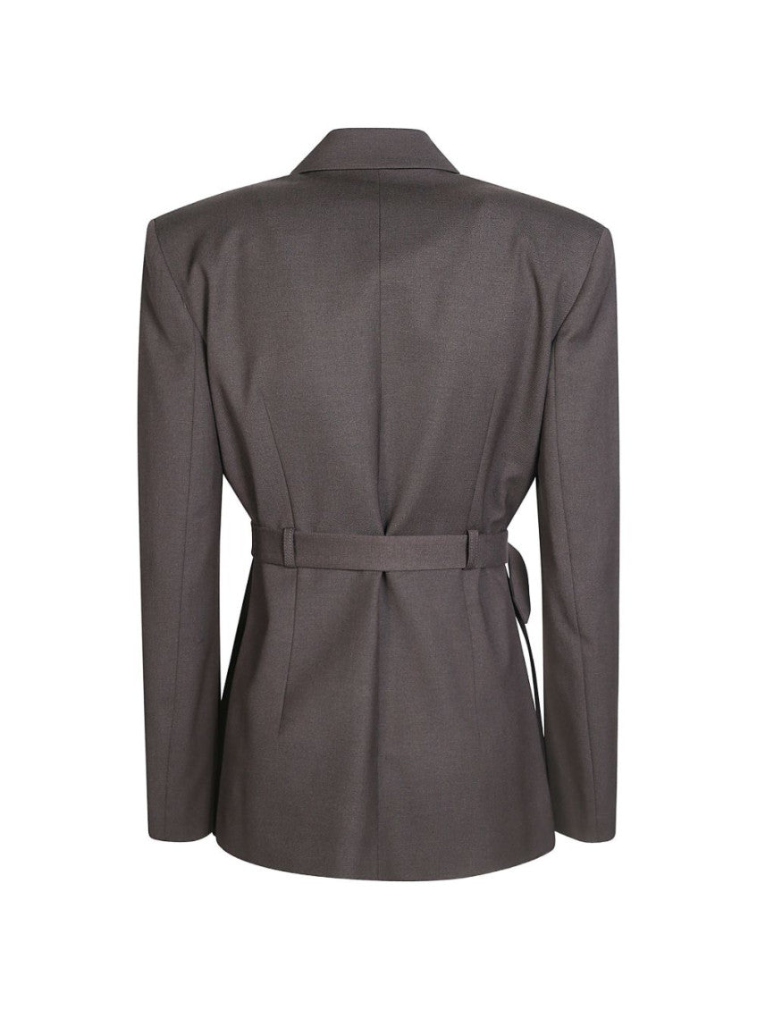 Dark Grey Notched Lapel Blazer 2