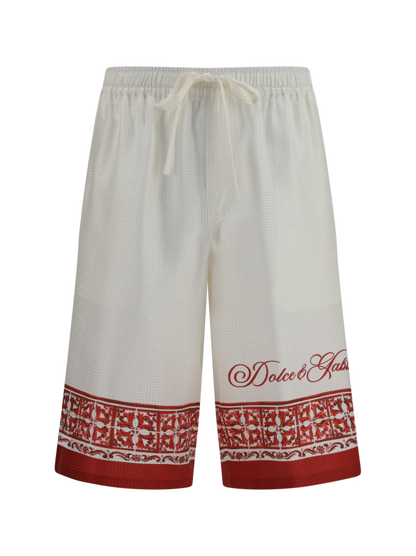 White Graphic Relaxed Shorts 1