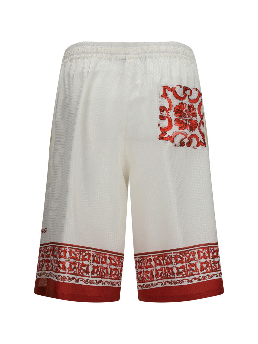 White Graphic Relaxed Shorts 2