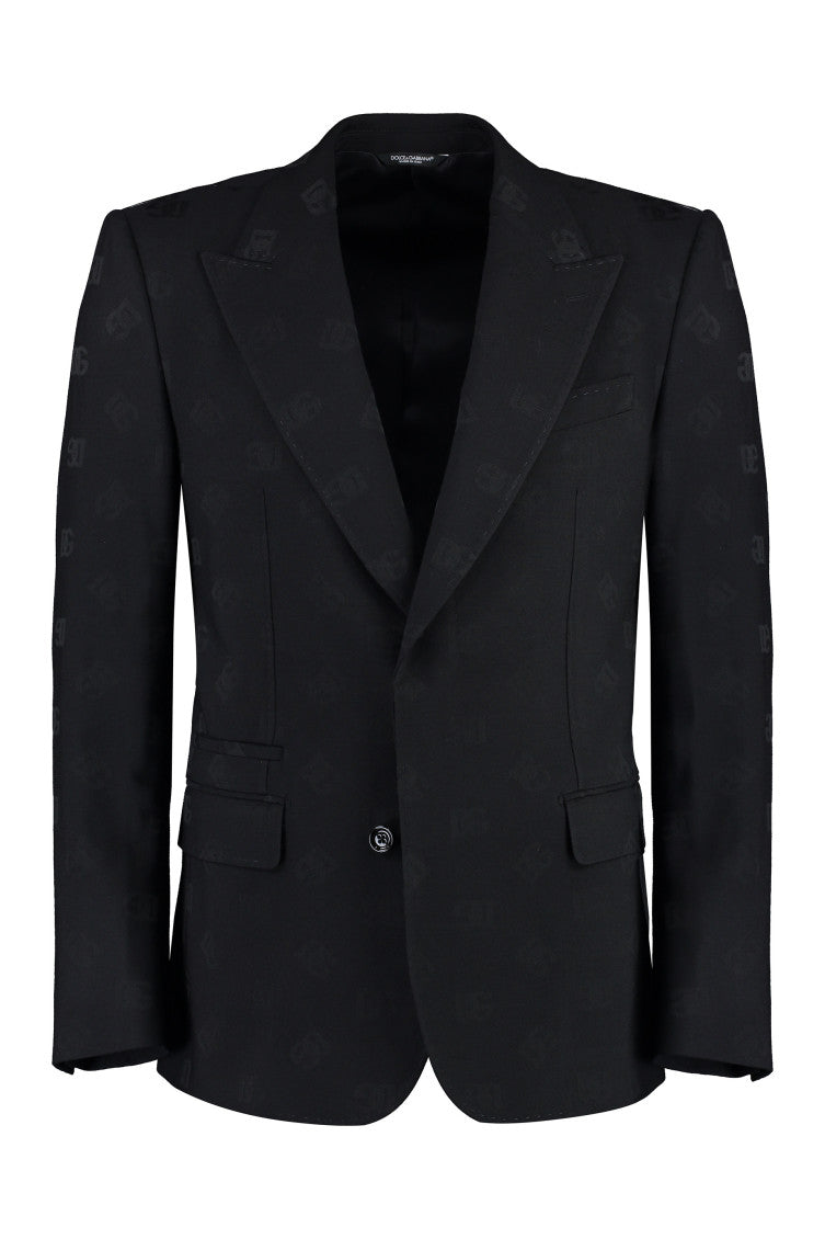 Black Peaked Lapel Blazer 1