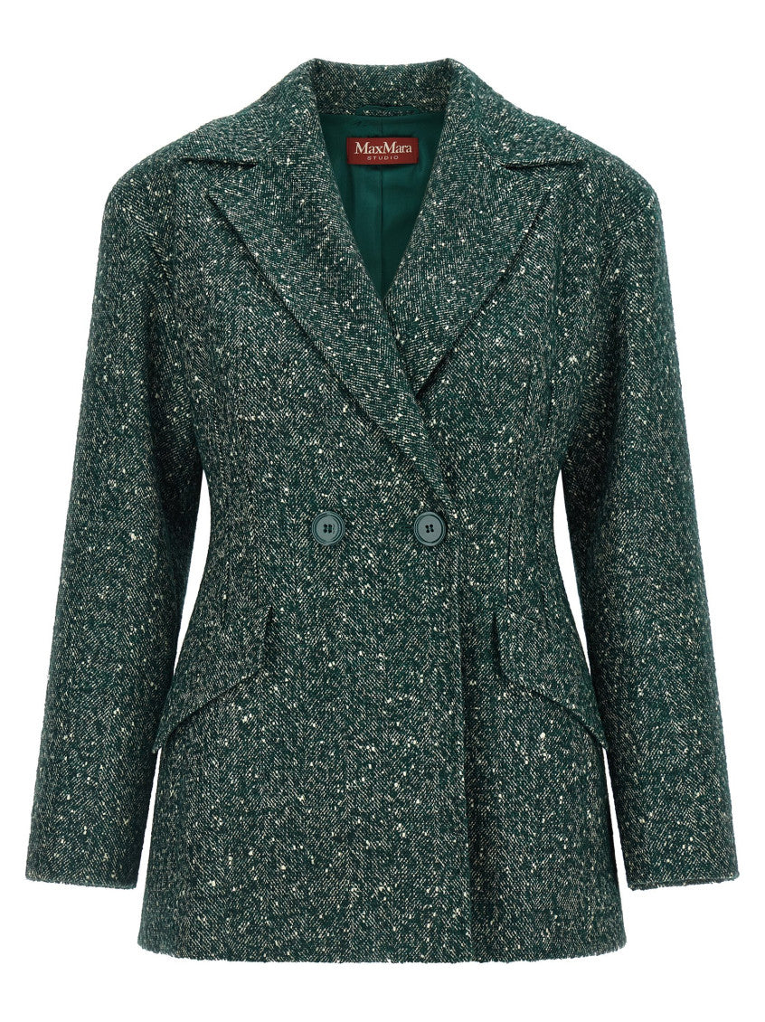 Green Peaked Lapel Blazer 1