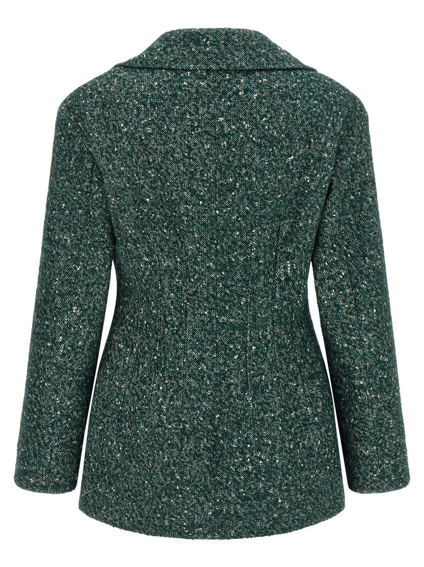 Green Peaked Lapel Blazer 2