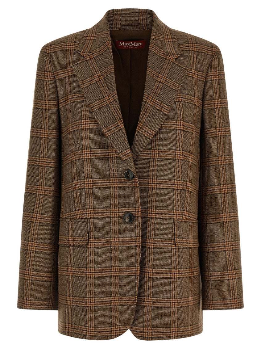Brown  Peaked Lapel Blazer 1