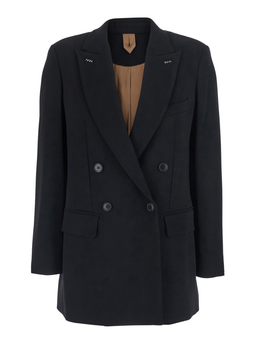 Black Peaked Lapel Blazer 1