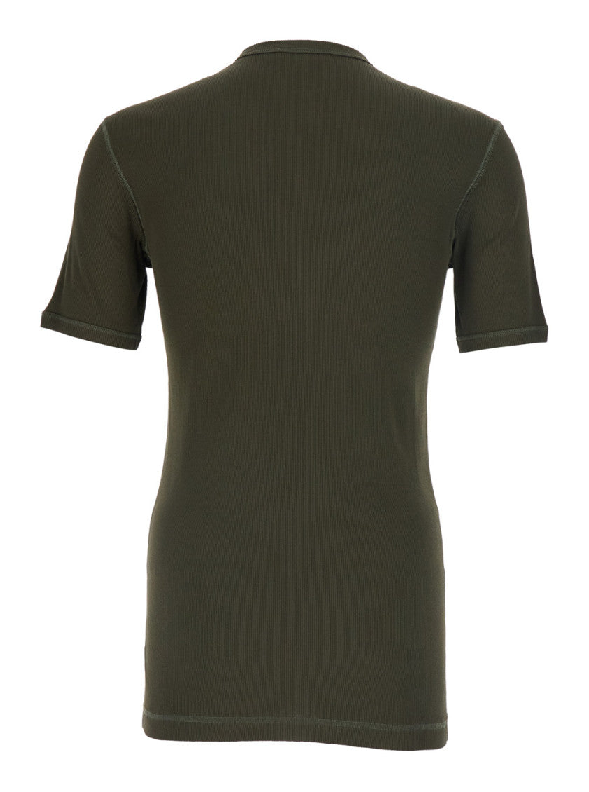 Green Solid Henley T-Shirt 2