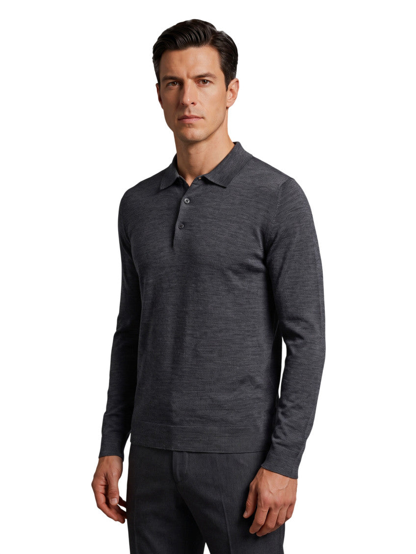 Dark Grey Polo Sweater 2