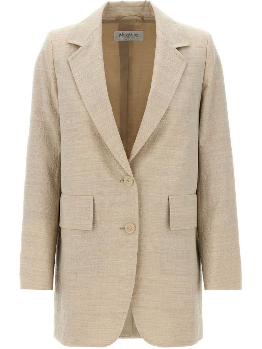Beige Notched Lapel Blazer 1