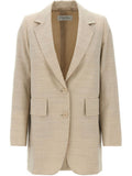 Beige Notched Lapel Blazer 1