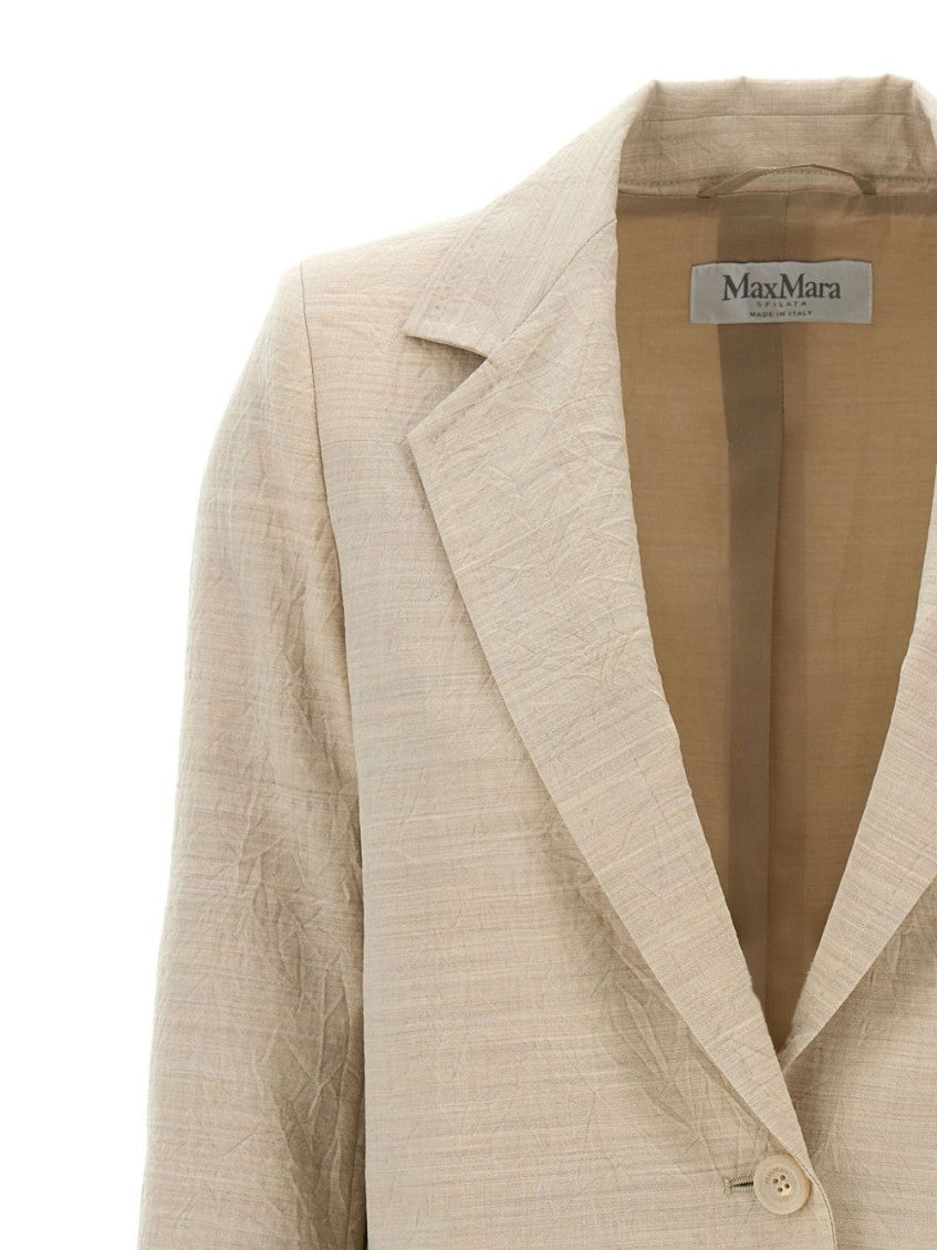 Beige Notched Lapel Blazer 3