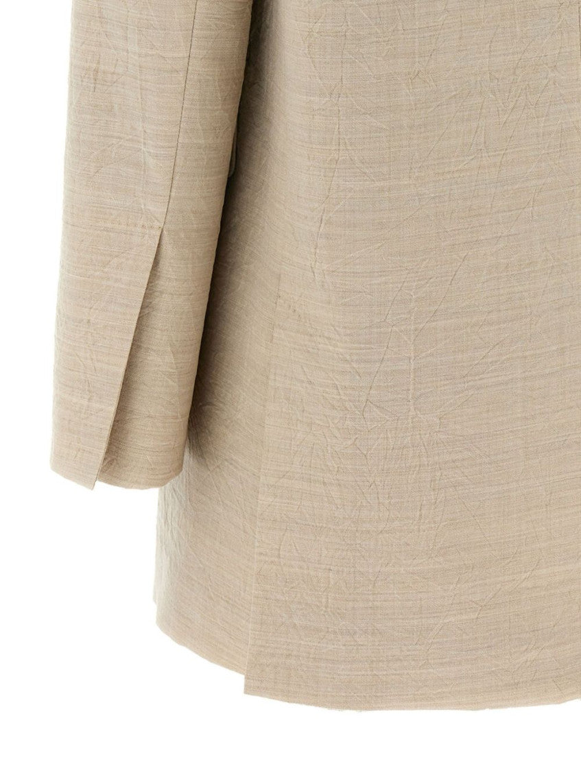 Beige Notched Lapel Blazer 4