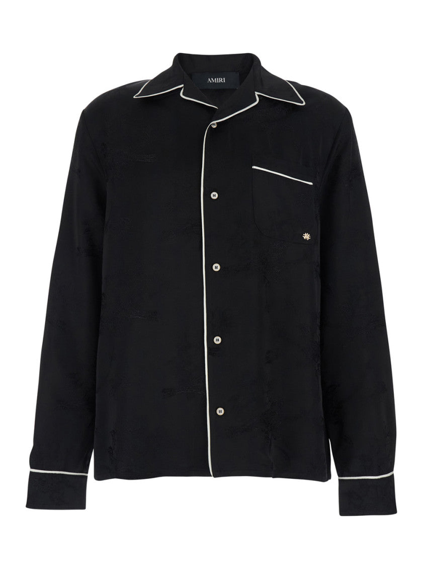 Black Regular Embroidered Shirt 1