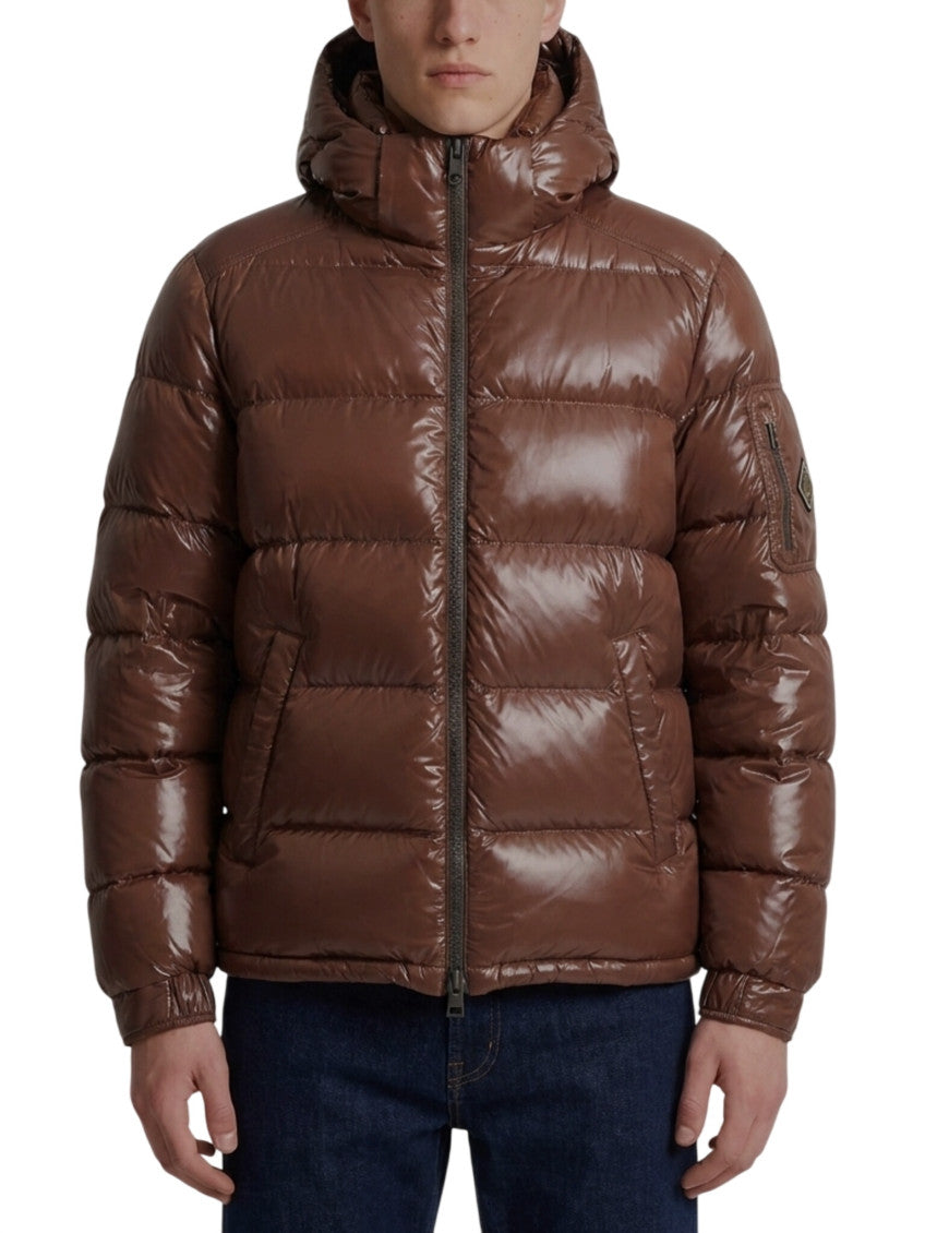 Brown Quilted Hood Jacket 1