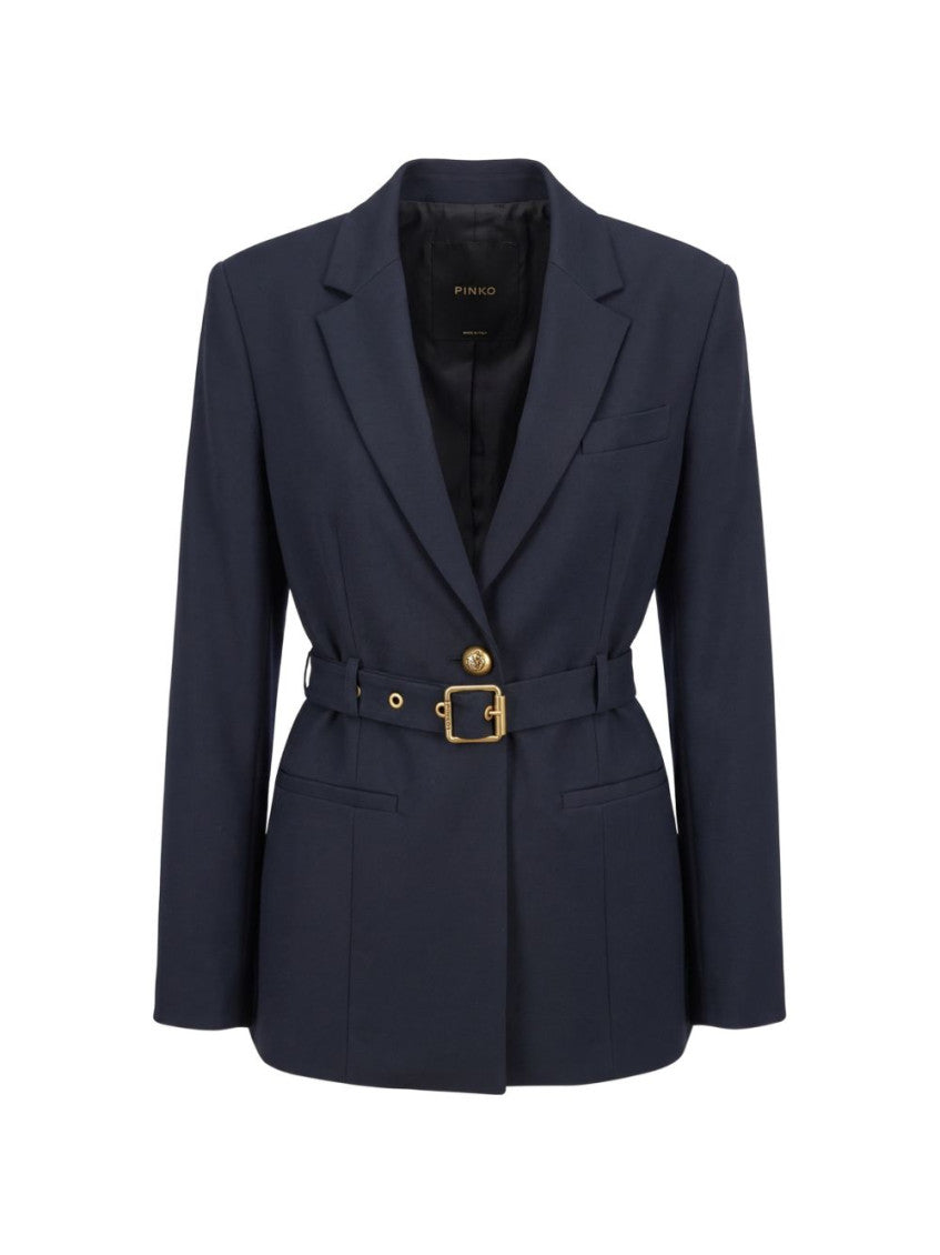 Navy Blue Notched Lapel Blazer 1