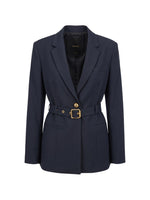 Navy Blue Notched Lapel Blazer 1