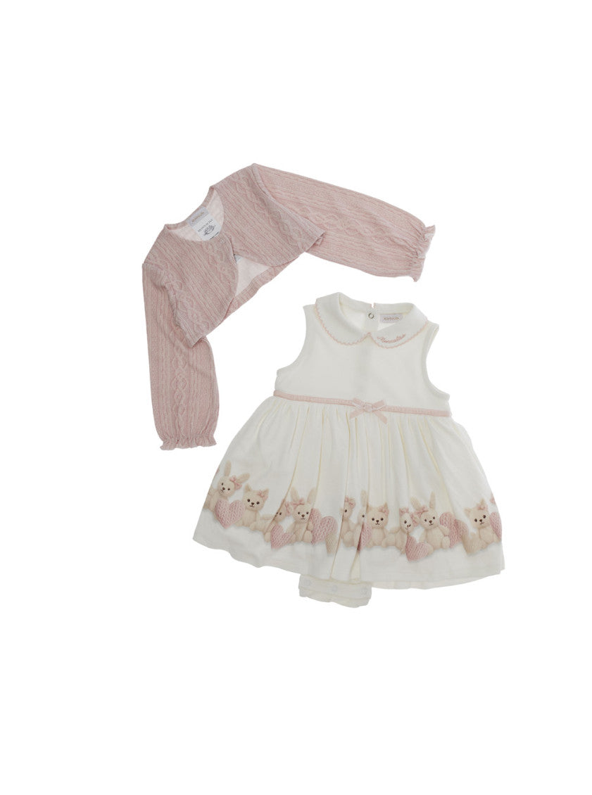 2-piece Pink Embroidered Cardigan/Dress Set (Baby Girl) 3