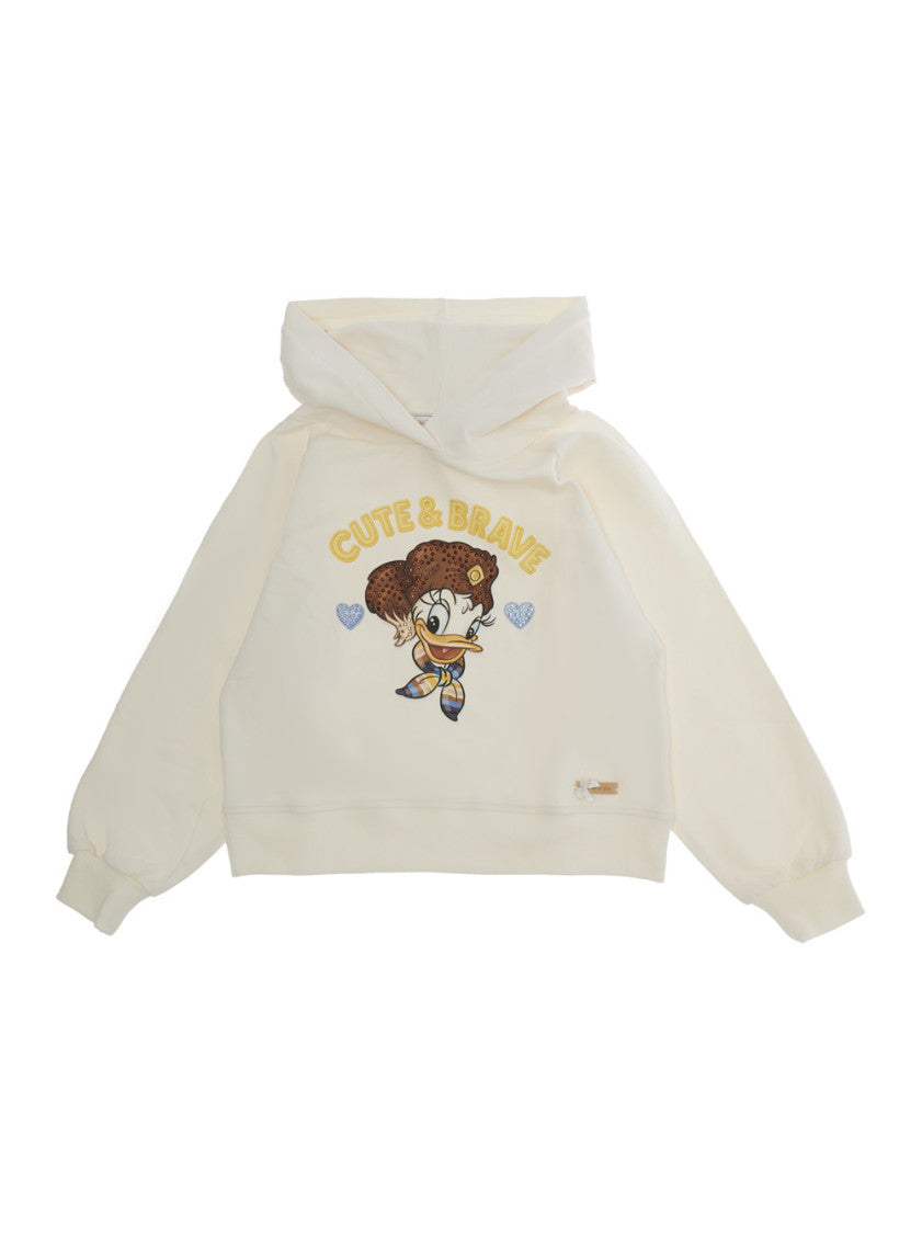 Girls White Graphic Hoodie 1