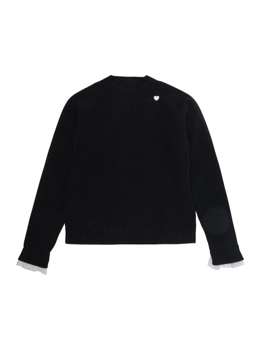 Girls Black Crewneck Sweater 1