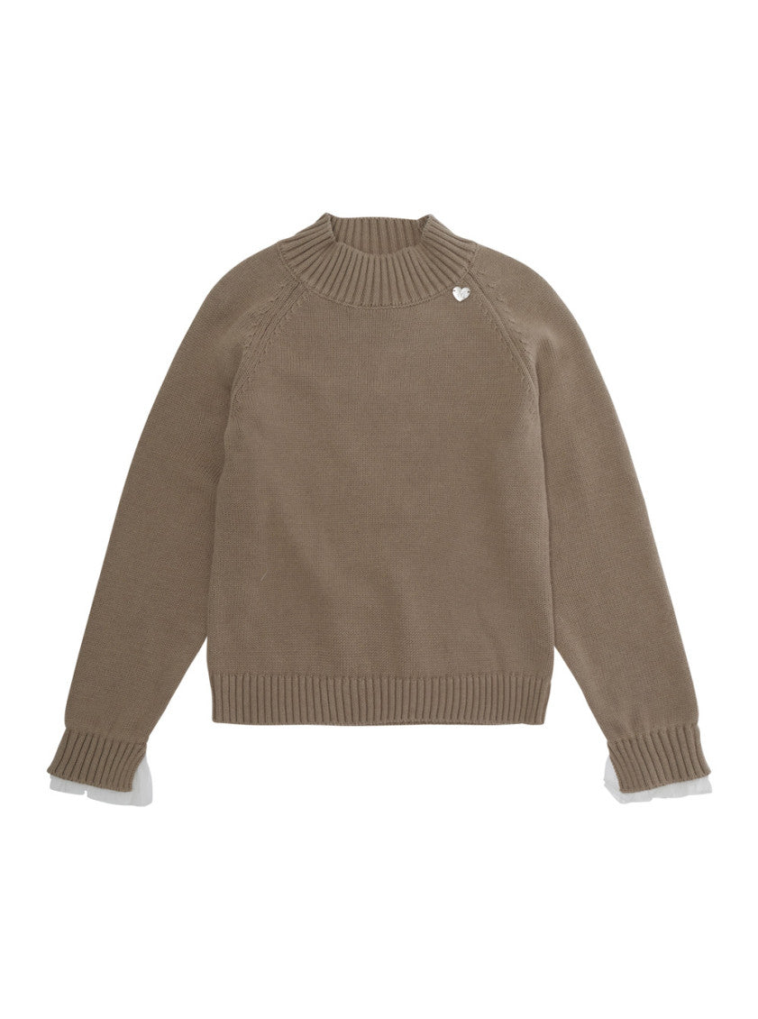 Girls Brown Crewneck Sweaters 1