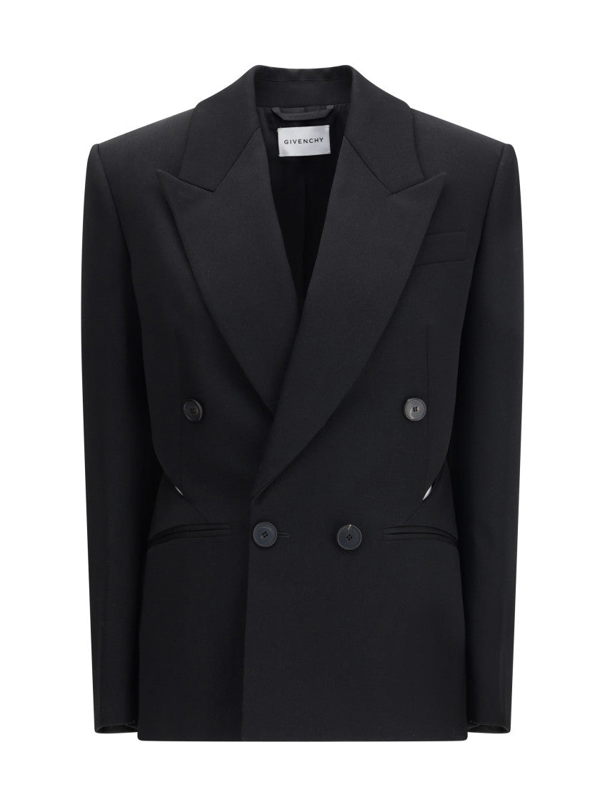 Black Peaked Lapel Blazer 1