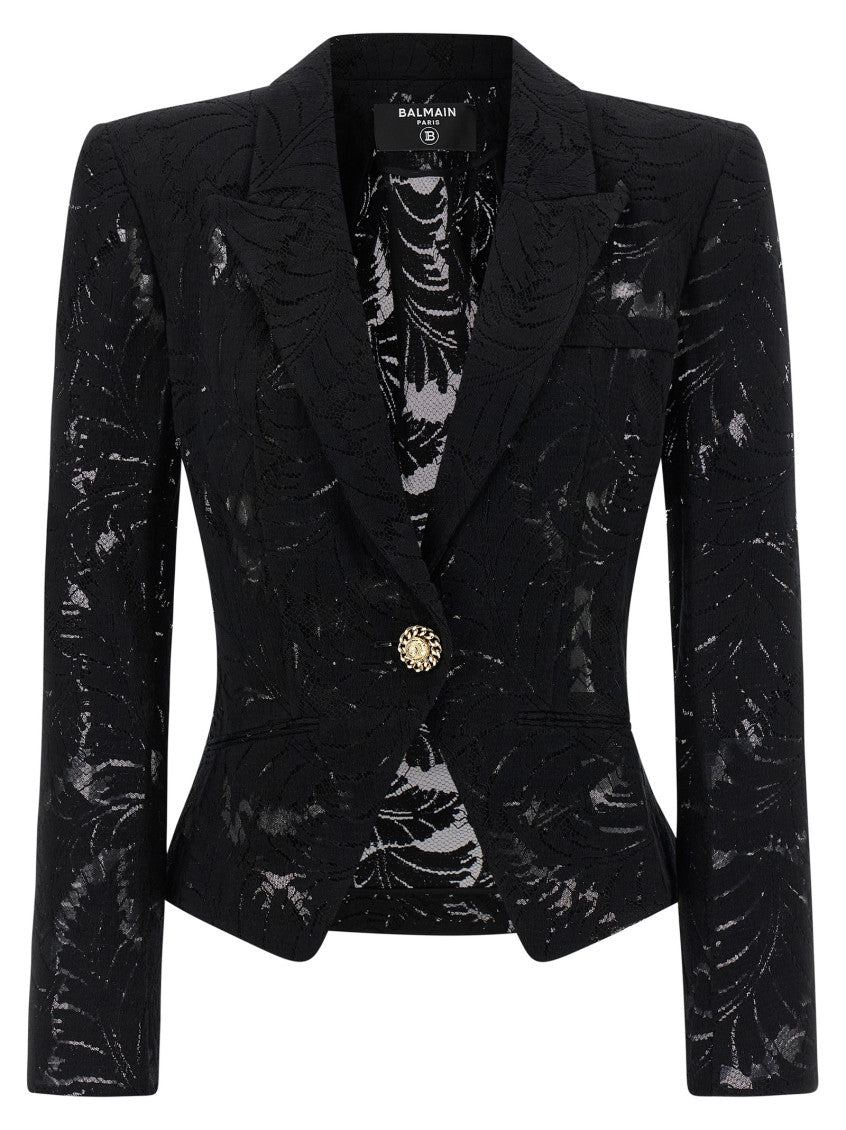 Black Peaked Lapel Blazer 1