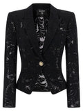 Black Peaked Lapel Blazer 1