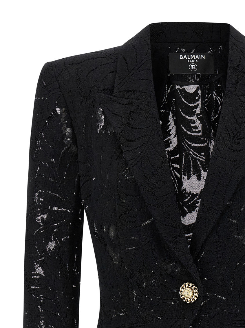 Black Peaked Lapel Blazer 3