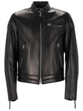Black Solid Leather Jacket 1