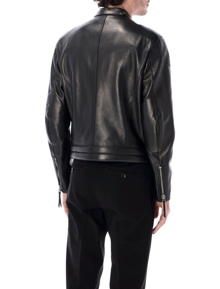 Black Solid Leather Jacket 3