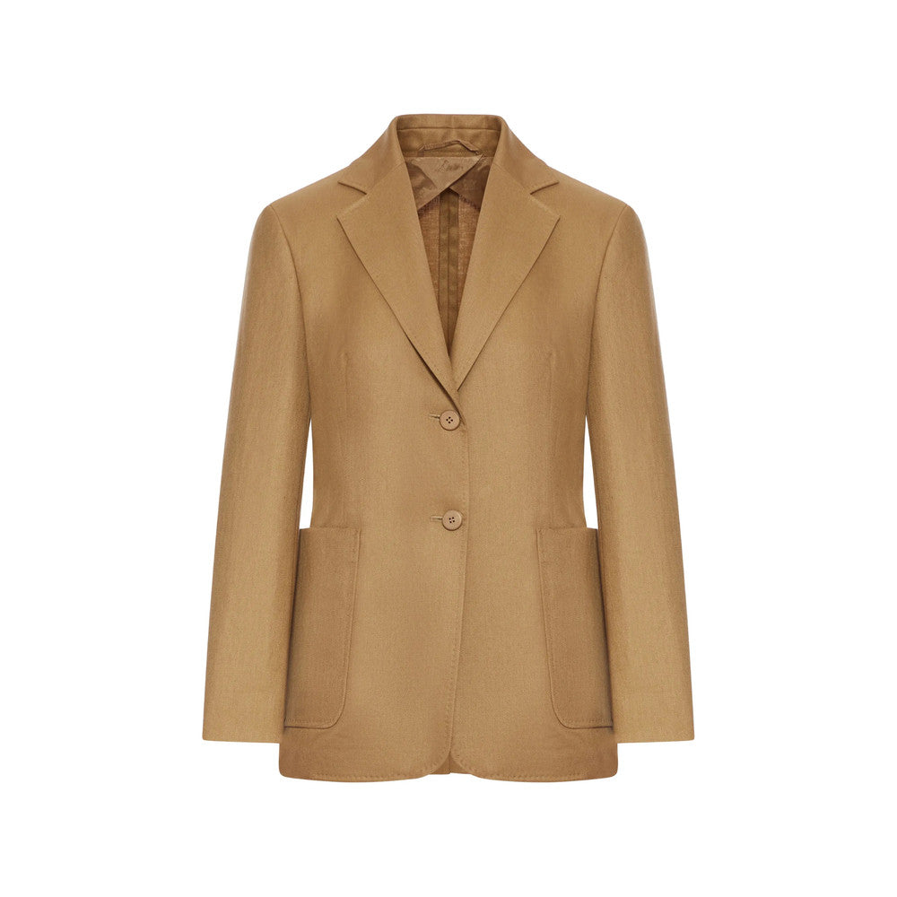 Beige Notched Lapel Blazer 1