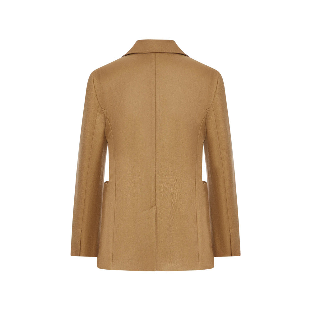Beige Notched Lapel Blazer 2